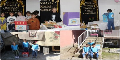 Kuran kursu öğrencilerinden ihtiyaç sahibi ailelere ramazan kolisi