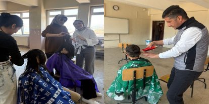 Elazığ’da kuaförlük kursiyerlerinden öğrencilere bayram öncesi anlamlı etkinlik