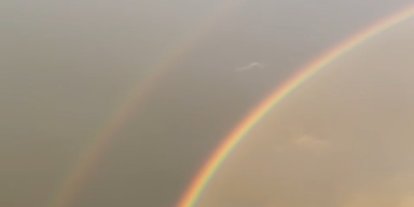 Mardin’de yağış sonrası yan yana oluşan gökkuşağı büyüledi