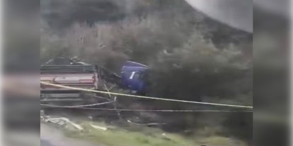 Kamyonet şarampole devrildi