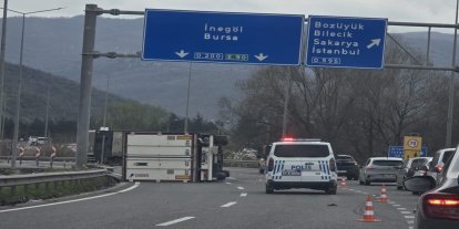 Bilecik'te kontrolden çıkan tır devrildi: Sürücü yaralandı