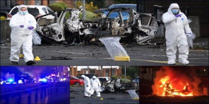 Polis karakolu önünde araç patladı: Evler tahliye edildi