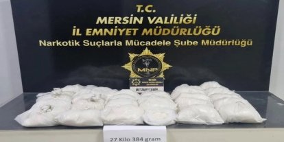 Mersin'de 27 kilogram metamfetamin ele geçirildi: 2 tutuklama