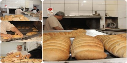Mardin'de fırıncılar yaklaşık 450 derece sıcaklıkta ekmek üreterek geçimlerini sağlıyor