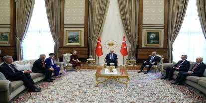Cumhurbaşkanı Erdoğan, AB heyetini Cumhurbaşkanlığı Külliyesi'nde kabul etti