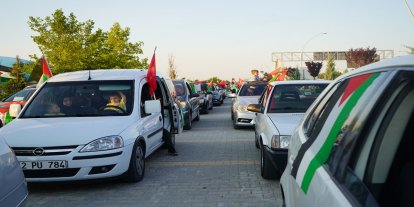 Konya’da Filistin Konvoyu'na yoğun destek