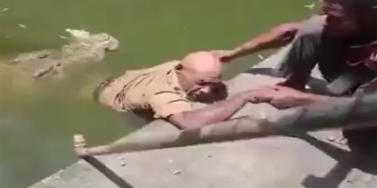 Timsahı beslemek için kafese girdi, saldırıya uğradı