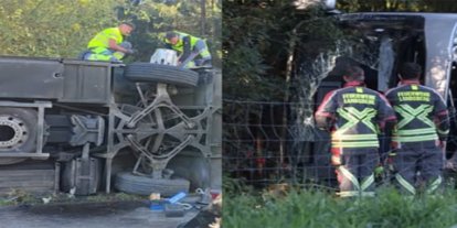Almanya'da otobüs kazası: 2 ölü, 19 yaralı