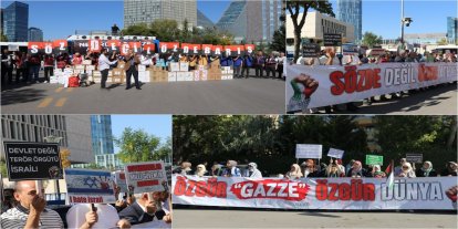 ABD Büyükelçiliği önünde "Gazze'de Sözde Değil Gerçek Ateşkes" çağrısı
