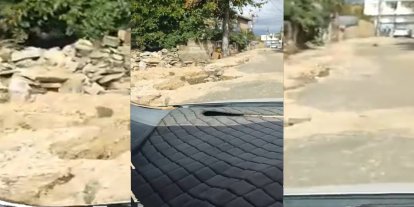 Yağış sonrası bozulan yol için yetkililere çağrı