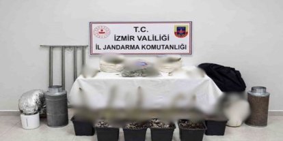 Karabağlar’da evde kenevir yetiştirme düzeneği bulundu