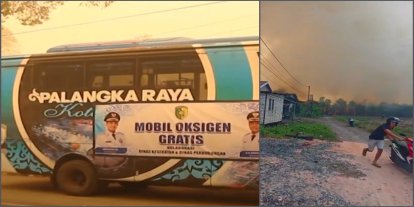 Endonezya'da orman yangınlarının yol açtığı dumana karşı oksijen otobüsü hizmeti