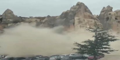 Kapadokya’da peribacası çöktü: Yaralıların olduğu bildiriliyor