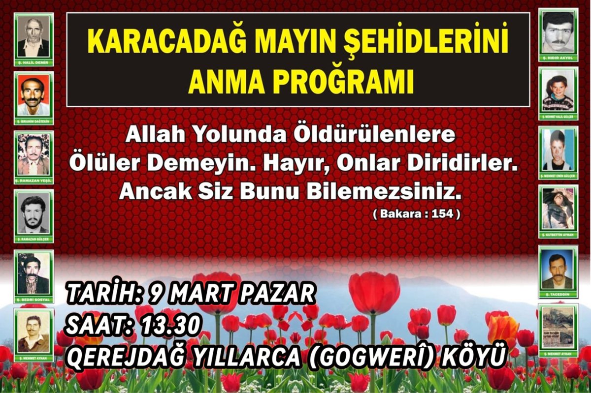 ​Karacadağ mayın şehidlerini anma programına davet