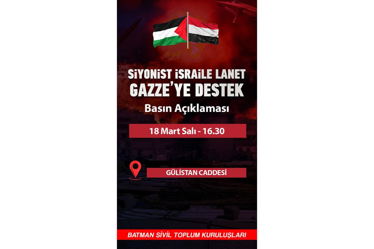 Batman'da Gazze'deki katliama tepki için basın açıklaması yapılacak