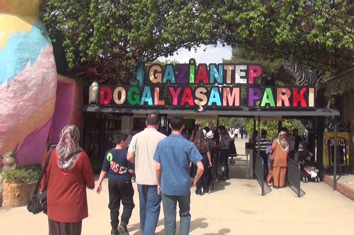 Çocuklar tatil gününde hayvanat bahçesine akın etti