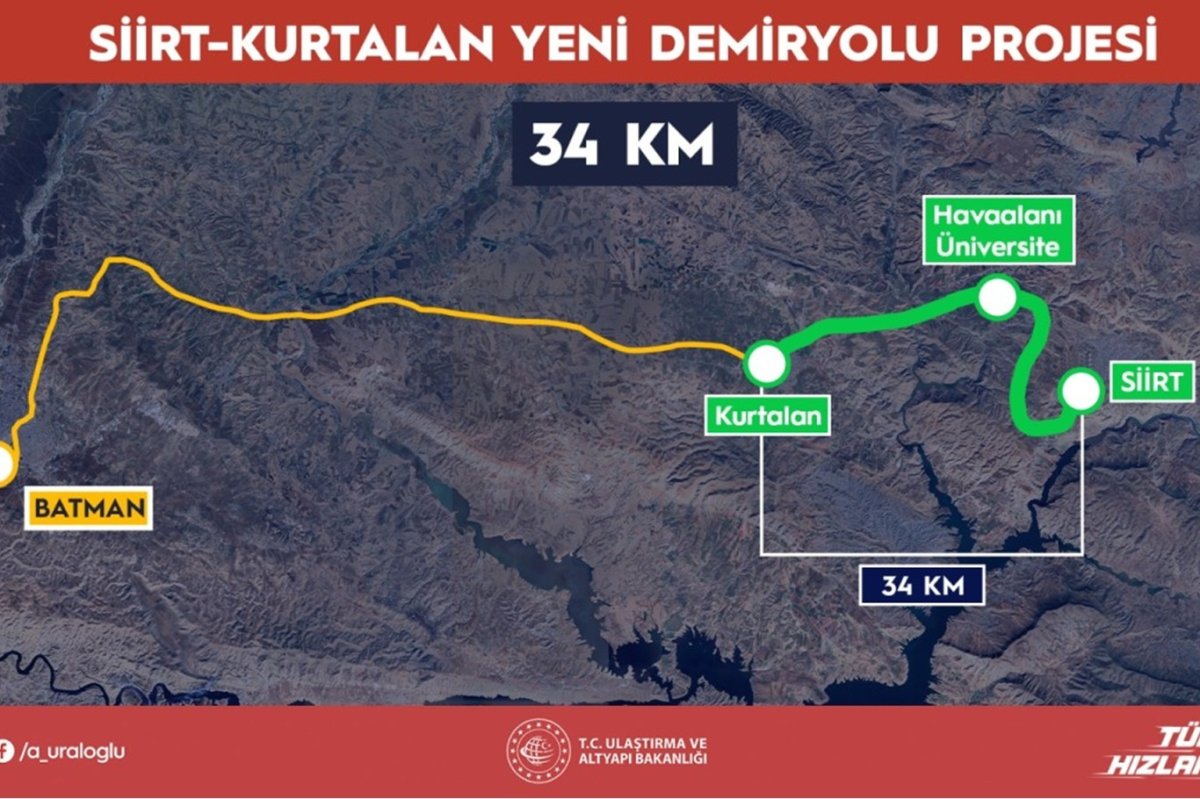 Siirt-Kurtalan arası 34 kilometrelik yeni demiryolu inşa edilecek