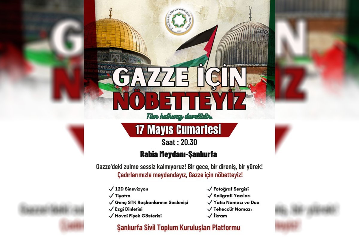 Şanlıurfa’da STK’lardan Gazze için nöbet çağrısı