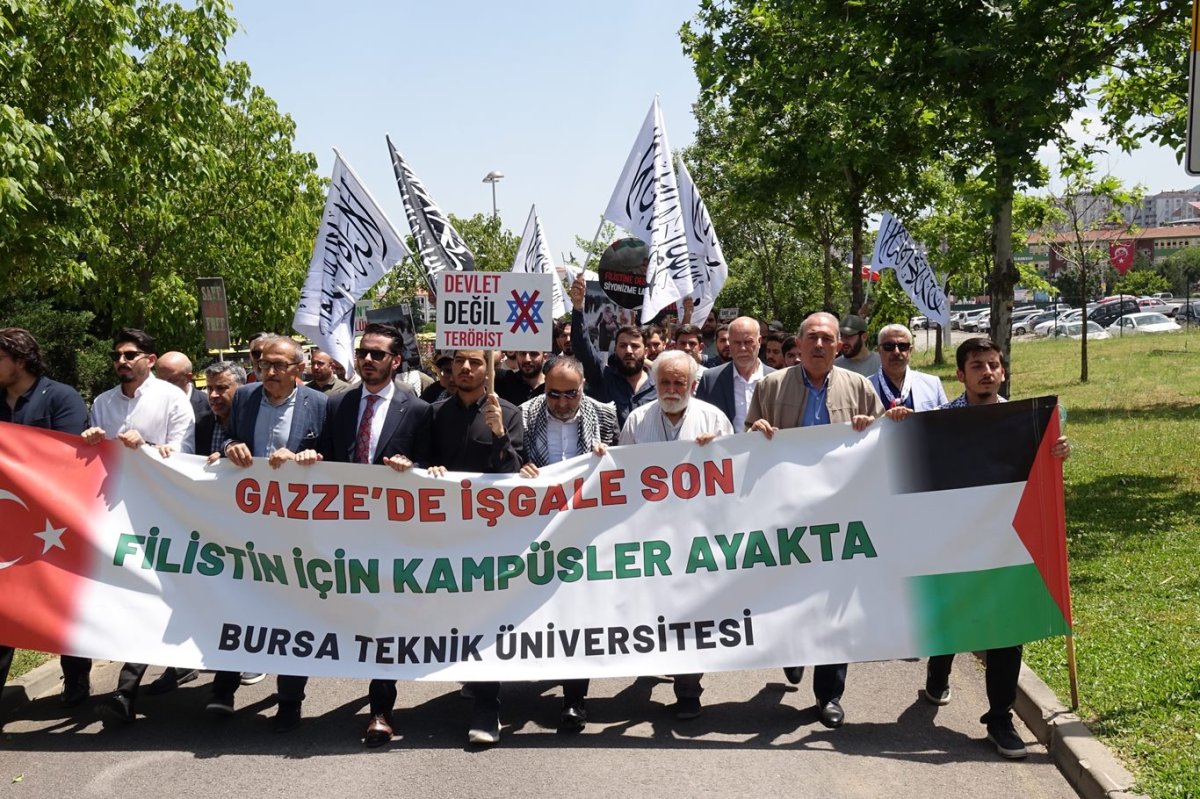 Bursa'da "Gazze'de İşgale Son, Filistin İçin Kampüsler Ayakta" yürüyüşü düzenlendi