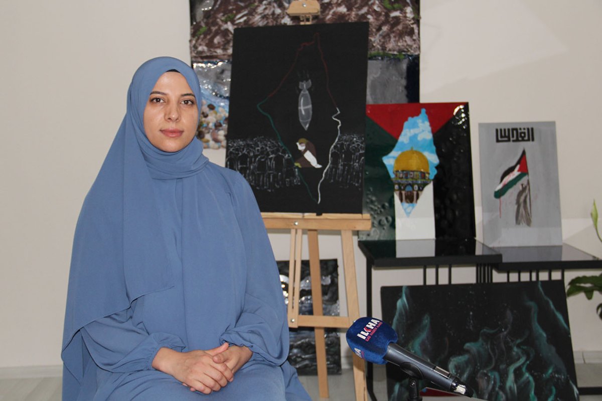 Batmanlı genç kadın, fırçasıyla Gazze'ye ses oluyor
