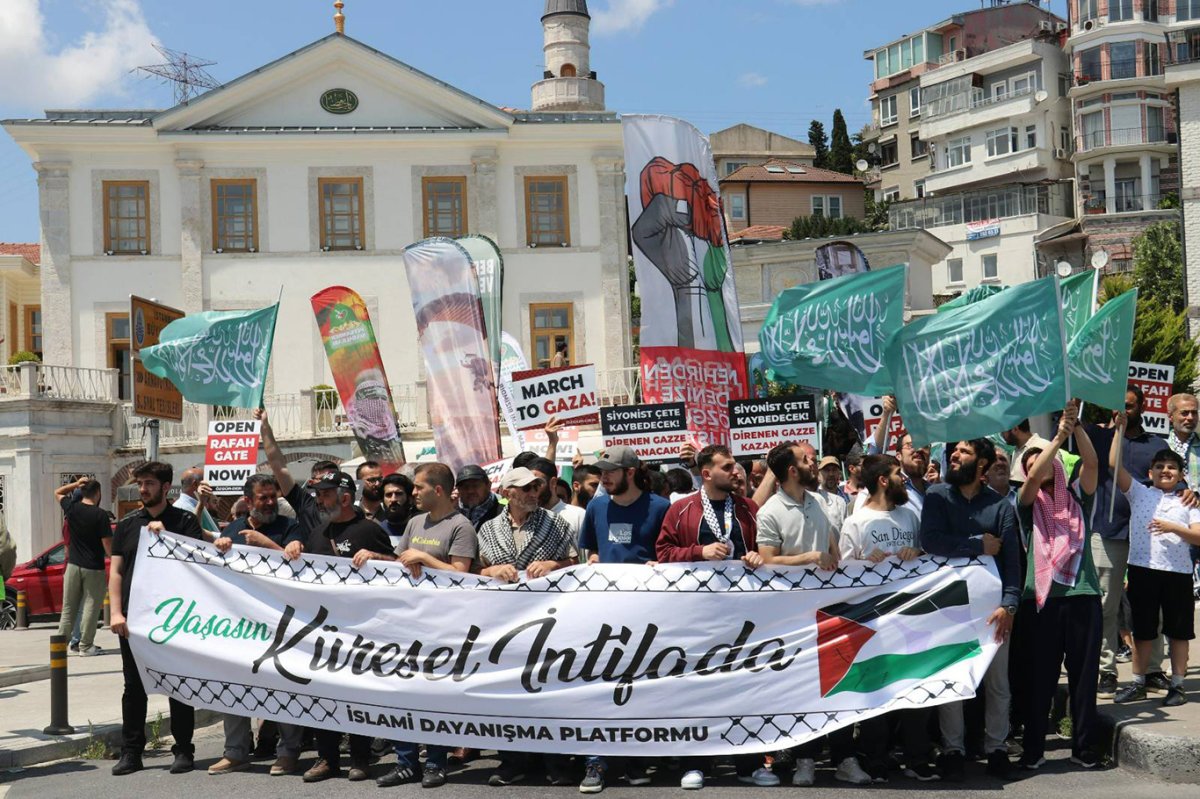 İstanbul'da "Küresel Gazze Yürüyüşü"ne destek, Sisi'ye tepki