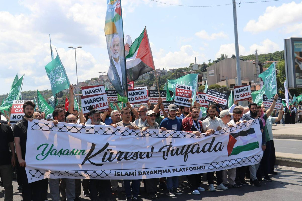 İstanbul'da "Küresel Gazze Yürüyüşü"ne destek, Sisi'ye tepki