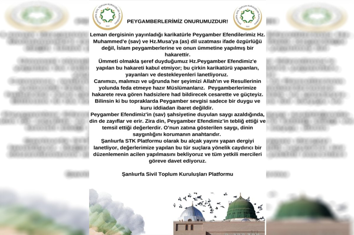 Şanlıurfa STK Platformu'ndan Leman Dergisi'ne sert tepki