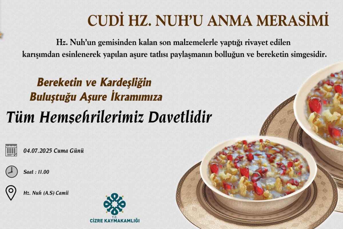 Şırnak’ta Hz. Nuh'u anma etkinliği düzenlenecek