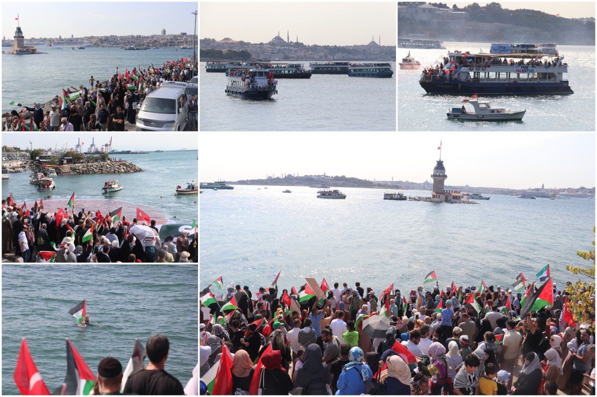 İstanbul Boğazı'ndan Gazze'ye selam gönderildi