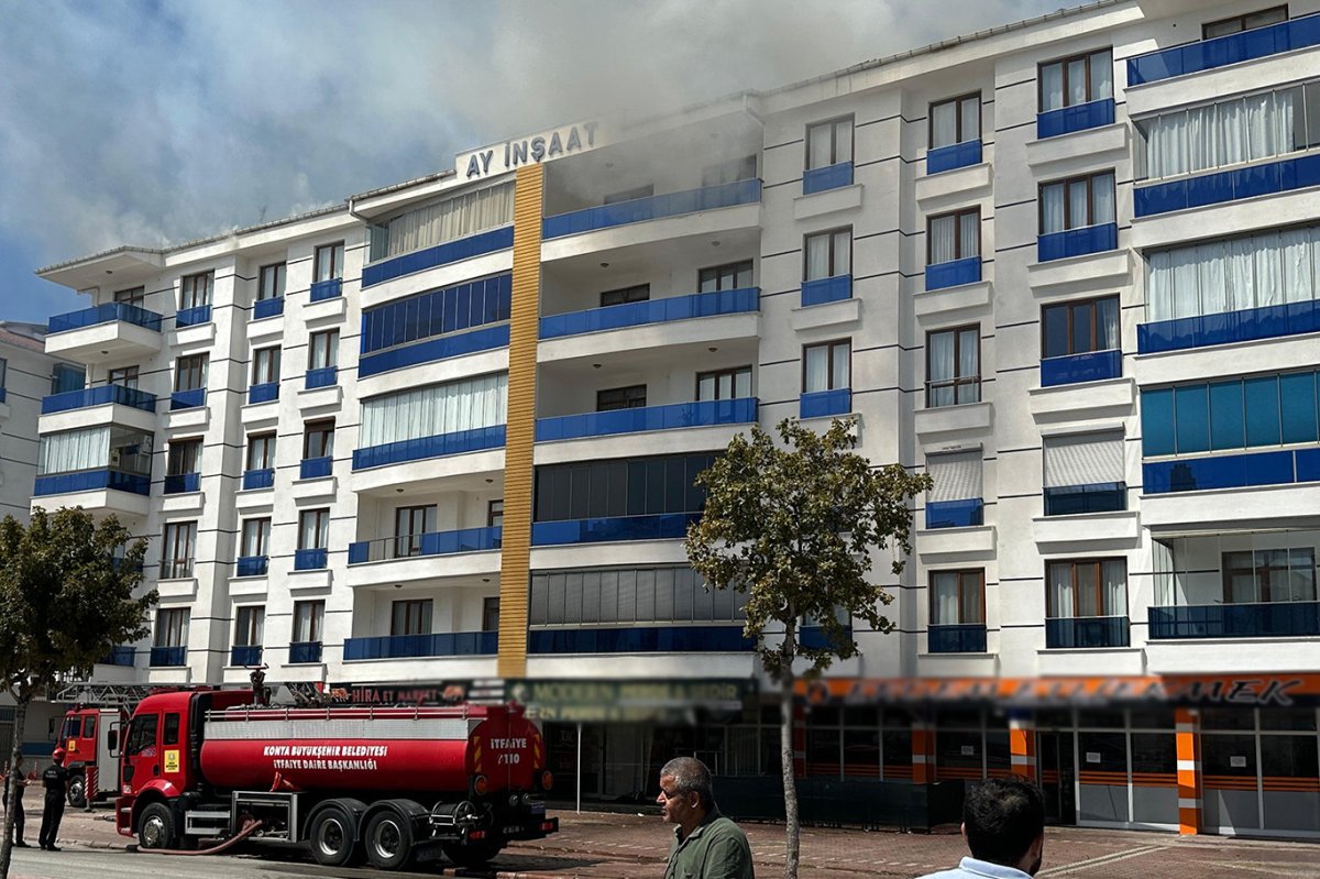 Konya'da binada yangın paniği