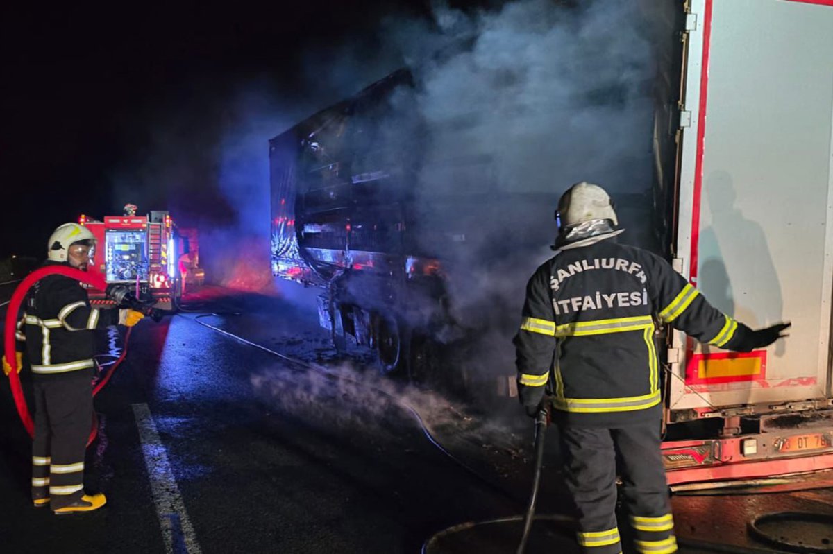 Şanlıurfa'da salça yüklü tır yangında küle döndü