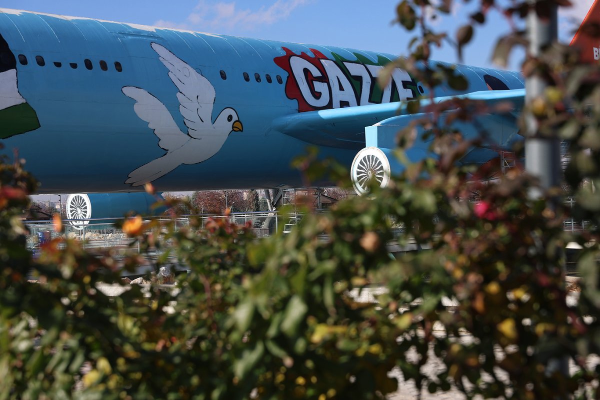 Konya’da uçak grafitisiyle gazze mesajı