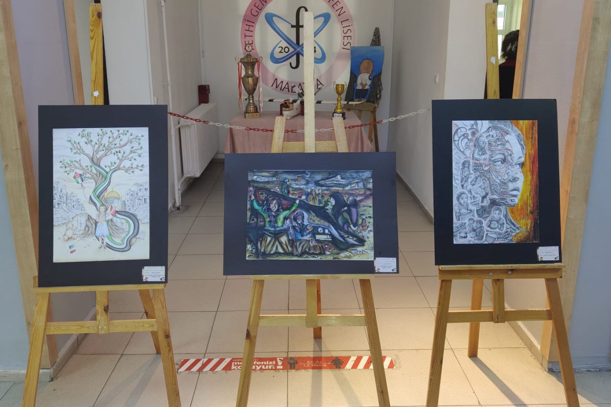 Malatya'da liseler arası Gazze temalı resim yarışması düzenlendi