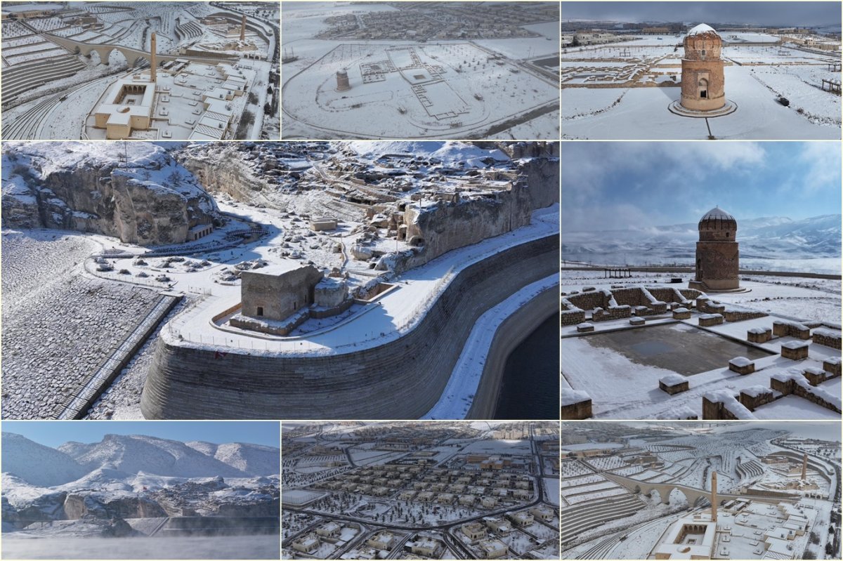 Kar yağışı sonrası Hasankeyf'te kartpostallık manzaralar oluştu