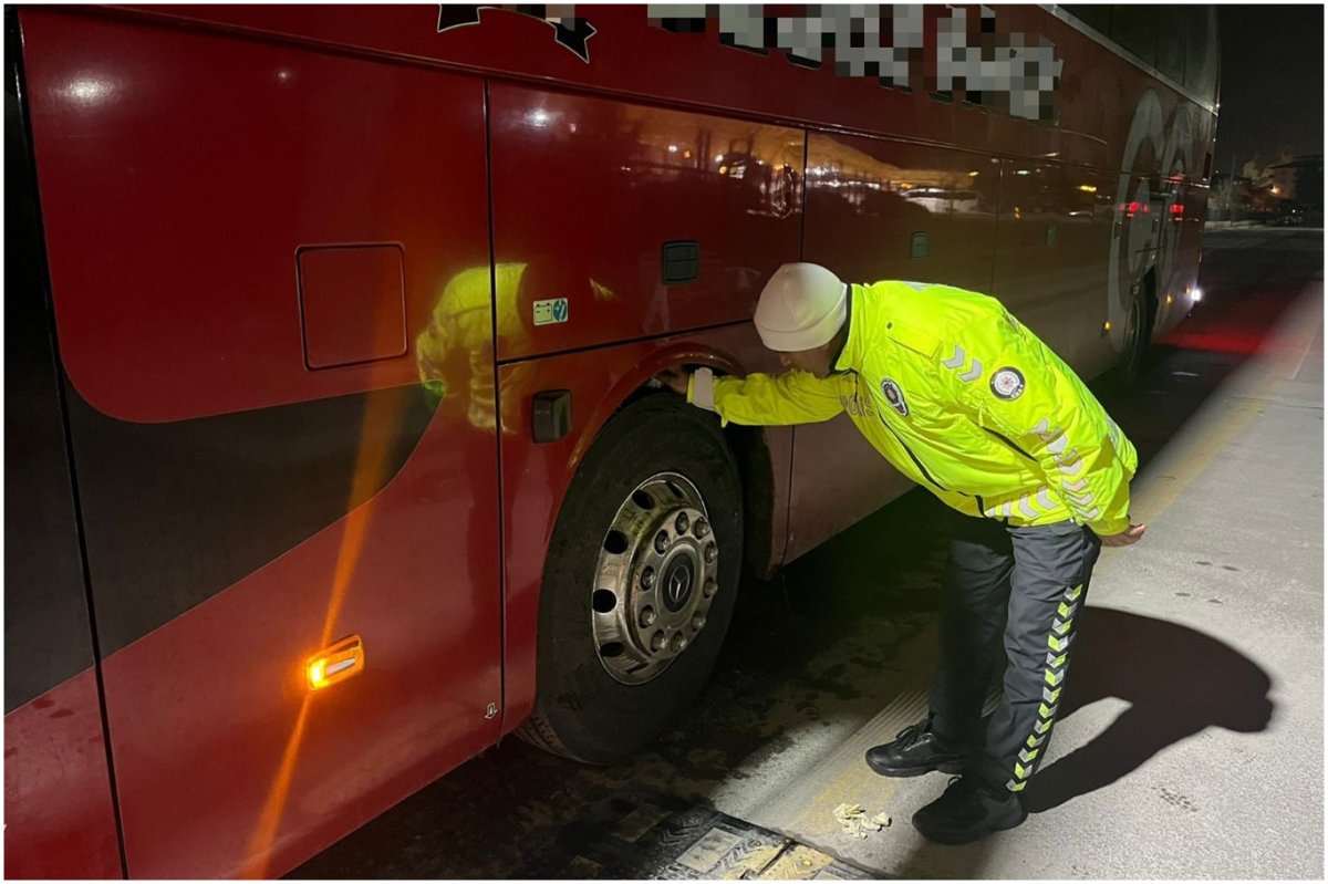 Malatya'da otobüslere kış lastiği ve takograf denetimi