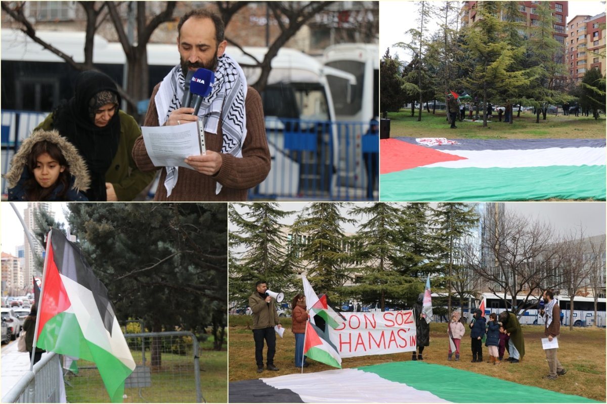 ABD Büyükelçiliği önünde Gazze nöbeti başlatıldı