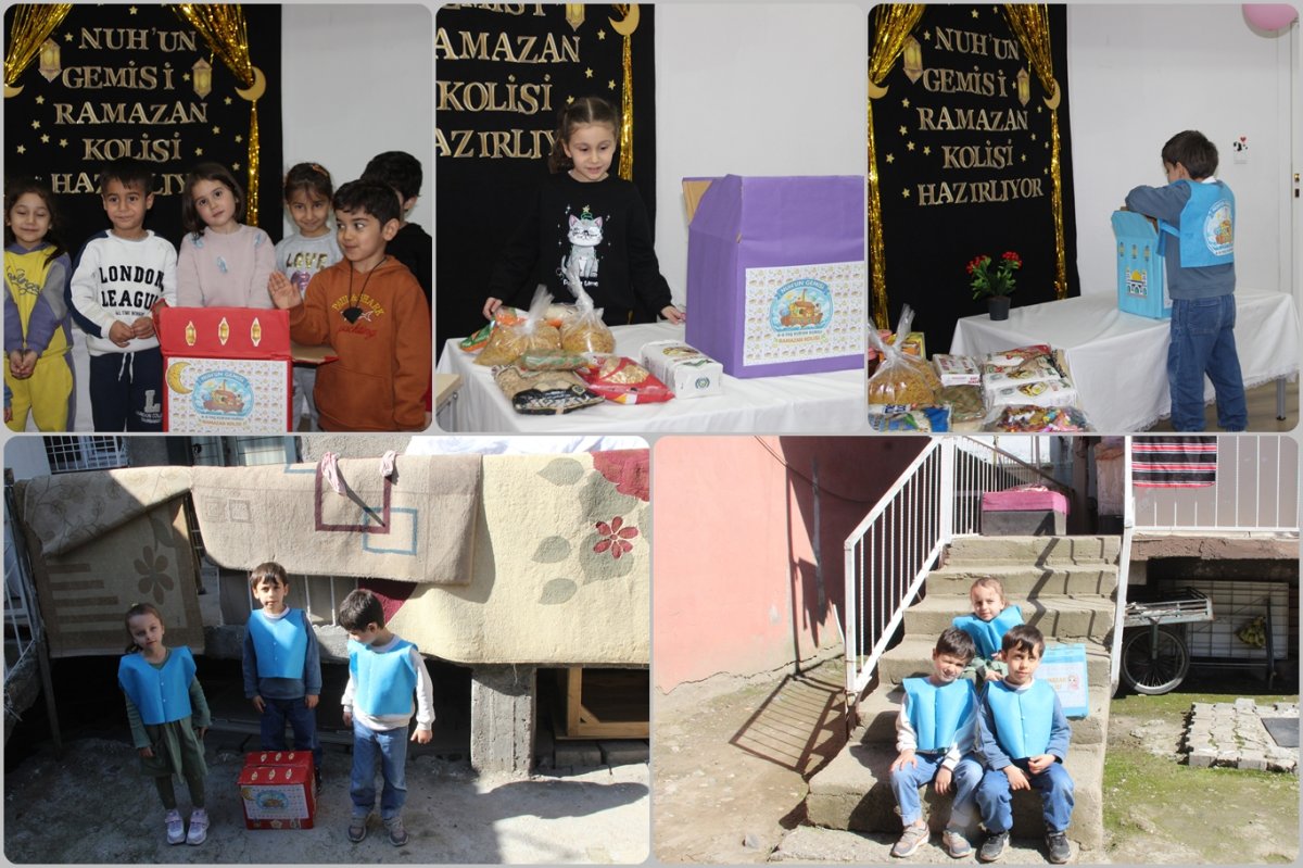 Kuran kursu öğrencilerinden ihtiyaç sahibi ailelere ramazan kolisi