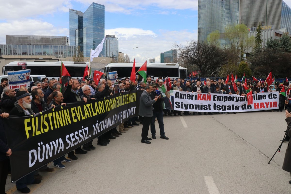 ABD Büyükelçiliği önünde 'Filistinli esirlere idam yasası' protestosu