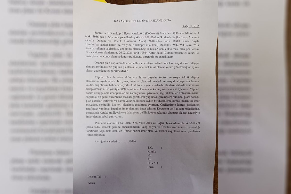 Şanlıurfa'da hastane alanının konuta çevrilmesine tepki