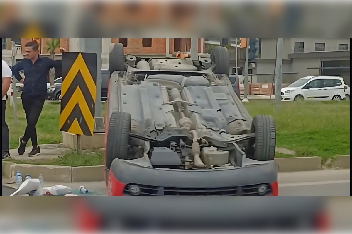 İzmir'de takla atan aracın sürücüsü hafif yaralandı