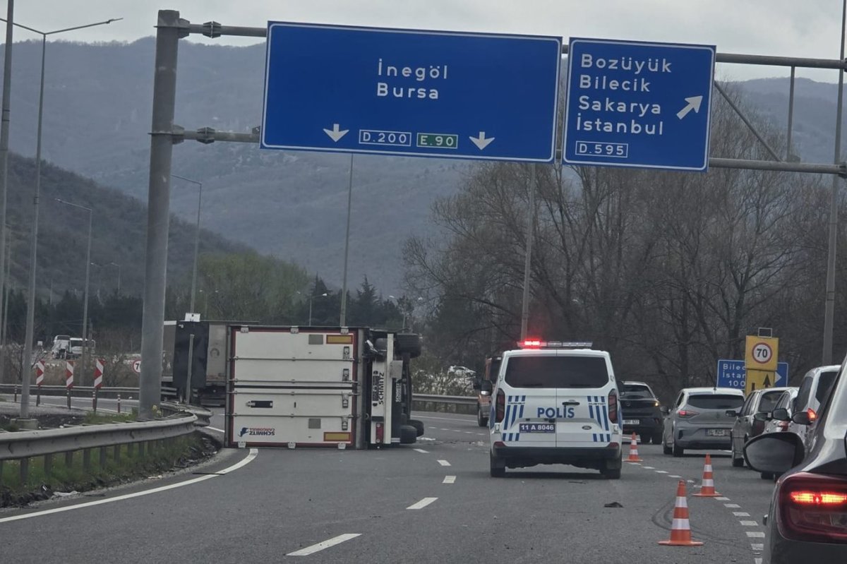 Bilecik'te kontrolden çıkan tır devrildi: Sürücü yaralandı