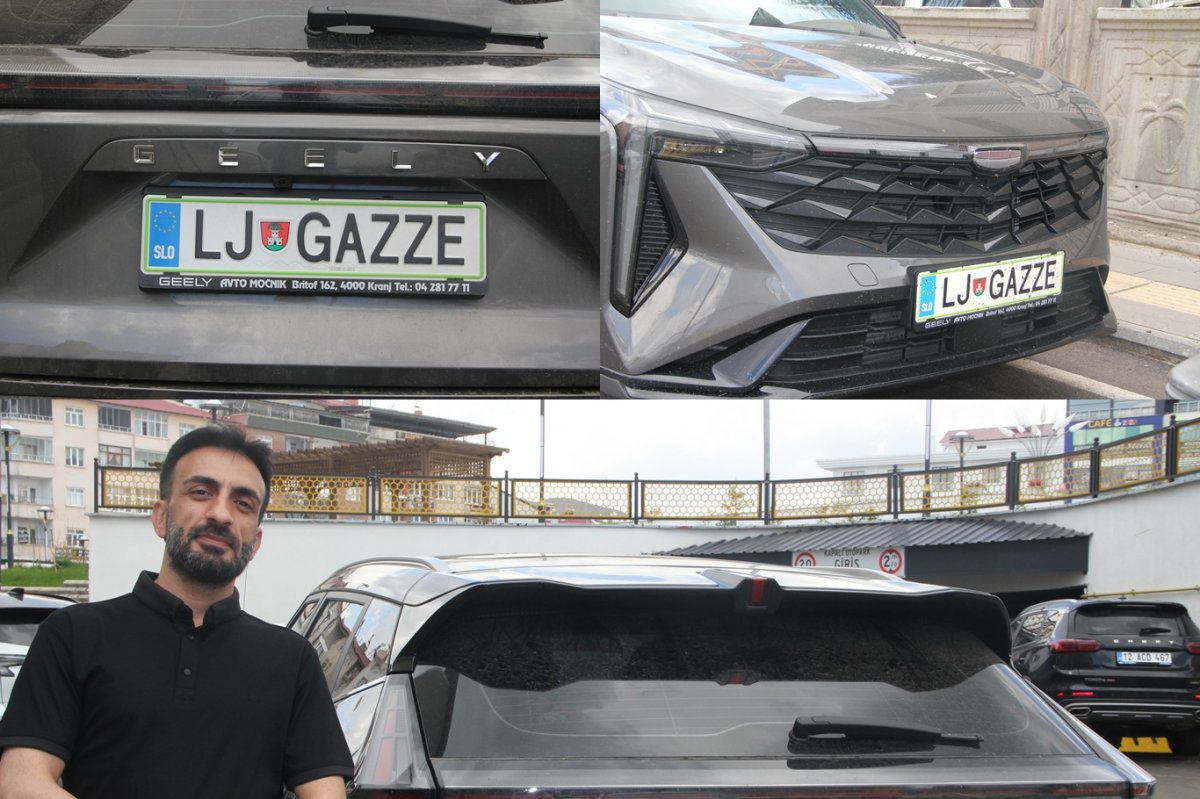 Gurbetçiden Gazze plakalı farkındalık