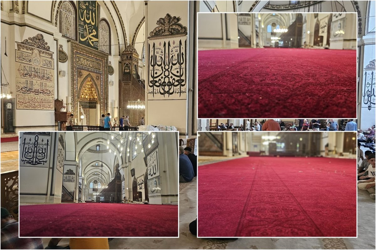 627 yıllık manevi mirası olan tarihi Bursa Ulu Camii'nin halıları değiştiriliyor