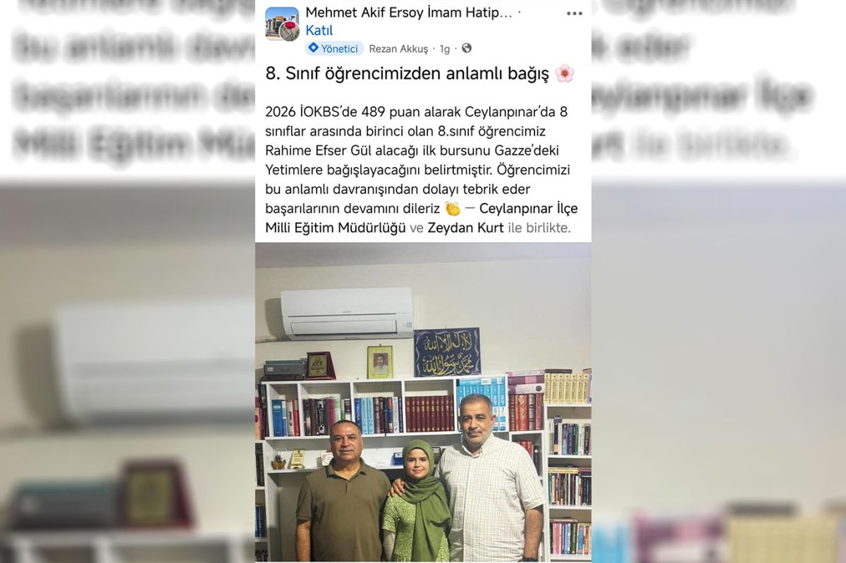 Şanlıurfa’da imam hatip öğrencisinden örnek davranış: İlk bursunu Gazze’deki yetimlere bağışlayacak