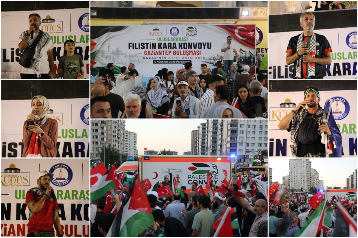 Uluslararası Filistin Konvoyu Gaziantep'te mitingle karşılandı