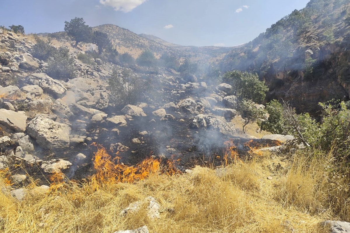 Şırnak'ta kuru otlardan çıkan yangın tarlada toplanan samanlara sıçradı