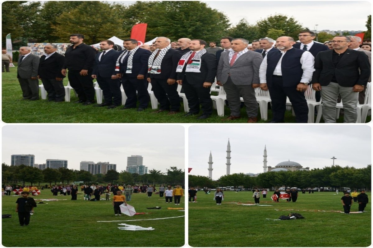 Bursa’da gökyüzü Gazze için uçurtmalarla renklendi